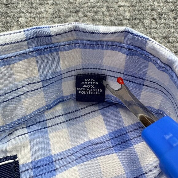 Izod Shirts Mens Large Regular Fit Button-Up ‎ Set Of 2 Blue Paid Tartan Preppy - Picture 4 of 16